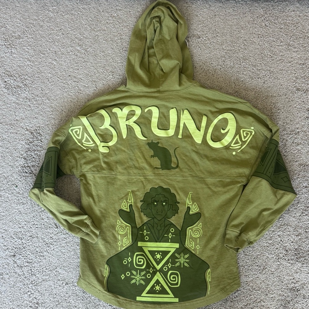 Disney Bruno Hooded Spirit Jersey For Adults, Encanto in Forest Green Size XS